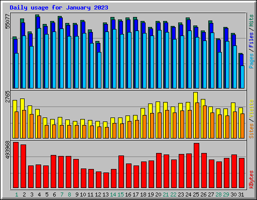 Daily usage for January 2023