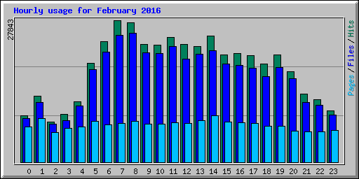 Hourly usage for February 2016