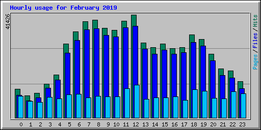 Hourly usage for February 2019